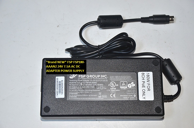 *Brand NEW* FSP FSP180-AAAN2 4pin 24V 7.5A AC DC ADAPTER POWER SUPPLY